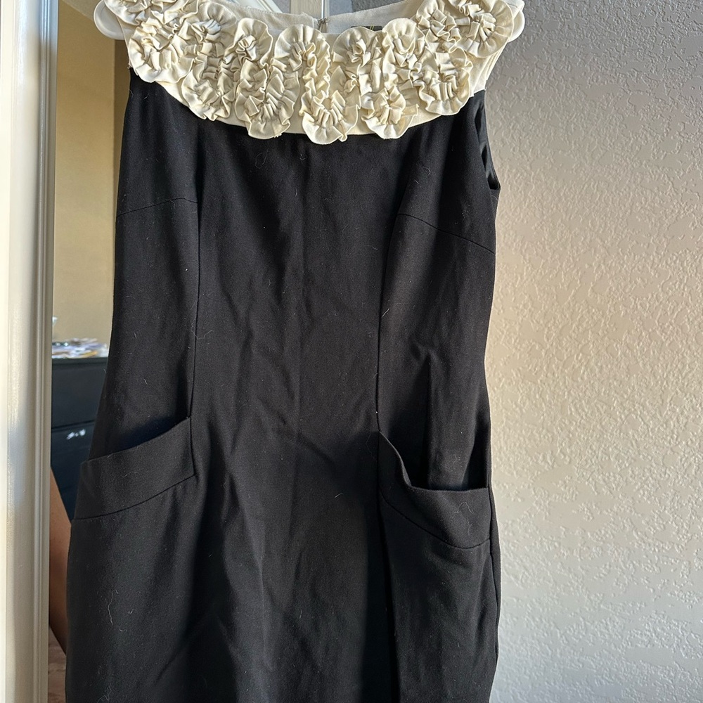 Black Dress with Cream Ruffle Collar